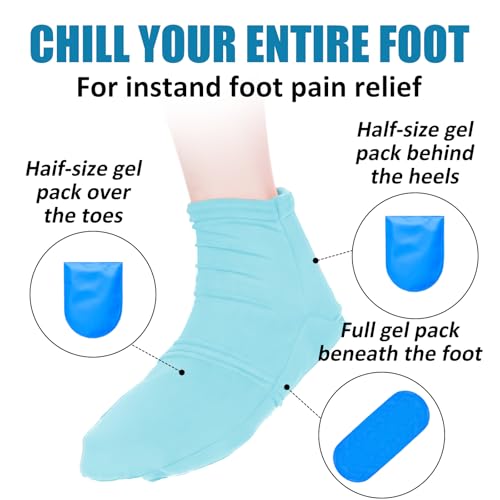 Reusable Cold Therapy Socks, Ice Pack for Feet Heels Injuries Swelling, Hot and Cold Therapy Socks for Plantar Fasciitis Neuropathy Chemotherapy Pain Relief for Foot Ankle (Green) - color: Green