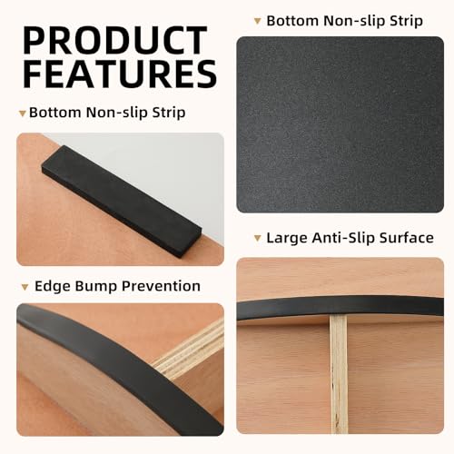Juoe Balance Board Wobble Board for Adults and Kids - Anti-Slip 350LBS Balance Board for Physical Therapy,Balance Training,Posture Correction,Standing Desk Core Strength Wooden Balance Rocker Board - color: Black