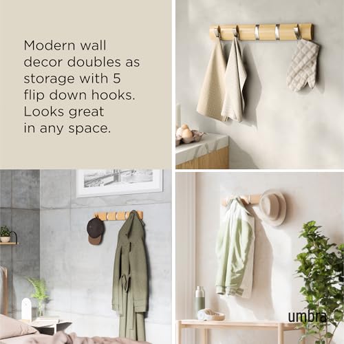 Umbra Flip 5 Wall Mounted Hook - color: Natural, size: 5-Hook