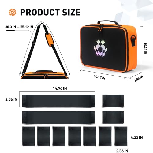 Speed Cube Storage for Different Types Cube Fidget Toy, Soft Carrying Rubix Case, Portable Travel Fidget Toy Holder Carrying Bag for Brain Teaser Game with Inner Mesh Pocket, One-Shoulder - color: Black & Bright orange