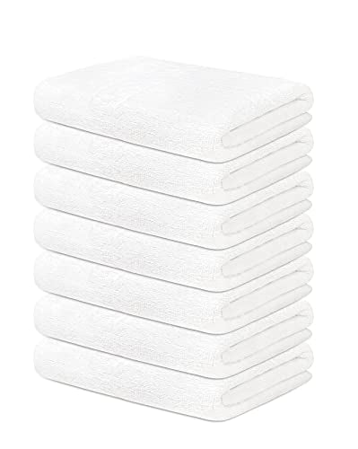 ZUPERIA 7-Pack White Bath Towels - 30" x 54" - Ultra Soft 100% Cotton Large Bath Towels- Highly Absorbent for Bathroom, Pool, Gym, Spa, and Hotel Use - color: White