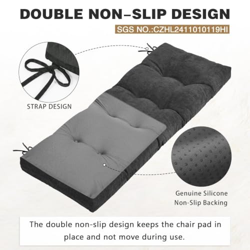 baibu 42 Inch Memory Foam Bench Cushion, Dual-Layer Patent Design Non-Slip Indoor Bench Cushion with Ties, 42x15x3Inch, Black - color: Black, size: 42x15x3 Inch (Pack of 1)