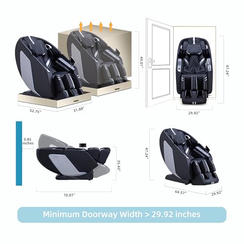 MassaMAX 4D Full Body Massage Chair for Daily Comfort Upgrade-Yoga Stretch, AI Voice Control, 55" SL Track, Zero Gravity, Extendable Footrest, 15 Modes, Foot Rollers, Waist & Calves Heating with Cover - color: Black