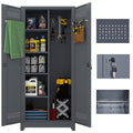 IRONFFICE Metal Garage Storage Cabinets,Metal Broom Closet Storage Cabinet,Utility Cabinets for Brooms and Mops,Steel Tall Cabinet with Shelves for Laundry Room,Bathroom,Home,Grey - size: 72"H x 31.5"W x 15.74"D-Grey