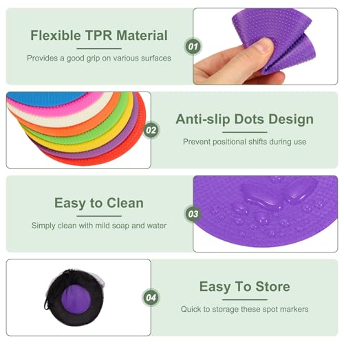 Spot Markers, Poly Spot Marker for Agility Training Floor Dots Non Slip Flat Field Cones - color: Purple, size: 10 cm/3.9inch