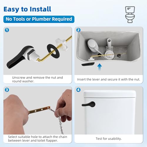 Hibbent Metal Front Mount Toilet Handle Replacement Kit, Oil Rubbed Bronze | Upgraded Metal Flush Lever, Universal Toilet Flush Handle Fit Front Tanks, Stainless Steel Flapper Chains, 4 Adjustable Holes - color: Oil Rubbed Bronze, style: Classic
