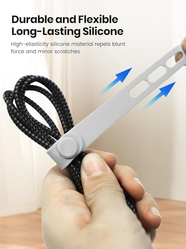 Silicone Cable Organizer, Reusable Cord Organizer Management Ties with Thickened and Widened High Elasticity Eco-Friendly Materials for Multiple Cable Management - color: 10pcs-black