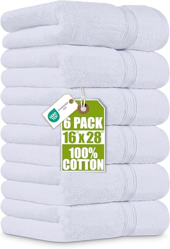 Utopia Towels 6 Pack Premium Hand Towels Set, 16 by 28 inches, 100% Ring Spun Cotton, Ultra Soft and Highly Absorbent 600GSM Towels for Bathroom, Gym, Shower, Hotel, and Spa, White - color: White, size: 6 Hand Towels