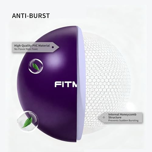 FITMIND_Pilates Ball 10 Inch Anti-Burst Slip Resistant Mini Yoga Ball for Fitness, Core Training, Physical Therapy, Balance, Stability, Stretching 200kg 440lbs Capacity - color: Purple