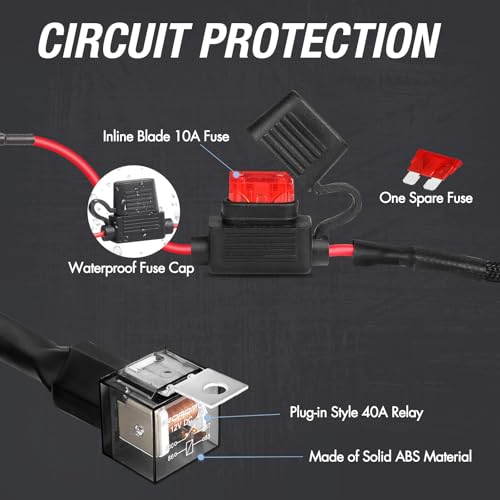 Wiring Harness 2 Lead, ACEC SHOP Light Bar Wiring Harness 12V 40A Rocker Switch Relay Fuse Nylon Wiring Harness Kit for Light Bars Work Lights Fog Lights Rock Lights for Truck UTV ATV Car Boat - style: 2 Lead
