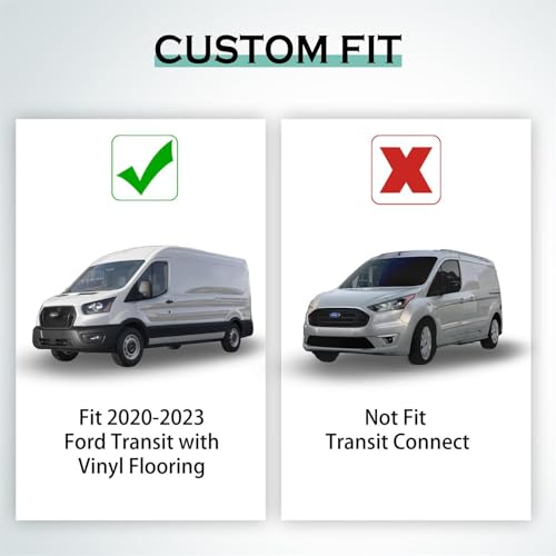KARPAL Floor Mats for 2020-2026 Ford Transit/E-Transit with Vinyl Flooring (No Transit Connect), Custom Fit TPE All Weather Ford Transit Accessories Front Floor Liner - style: 2020-2026 | For Ford Transit | Front Row