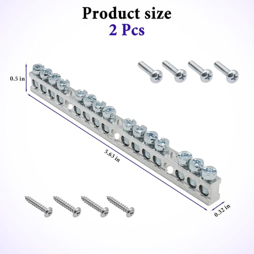 Ground Bar Kit for Square D 2 Pack | 15 Terminal Grounding Bar Compatible with Schneider Electric Load Centers - size: 15 Terminal