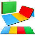 BalanceFrom 10x4 Feet 4-Panel Folding Gymnastics Mat – 2-Inch Thick Pad with Vinyl Surface and Carrying Handles for Tumbling, Yoga, Pilates, Home Workouts, and Martial Arts - color: Multi-Color