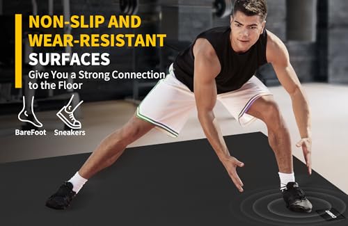 CAMBIVO Large Exercise Mat for Home Workout, 8'x6'/7'x5'/6'x4' (7 mm) Extra Thick Exercise Mat for Home Gym, Shoe-Friendly, Non-Slip Gym Mat for Jump Rope, Weights, Cardio, Fitness - color: 7'*5' Black