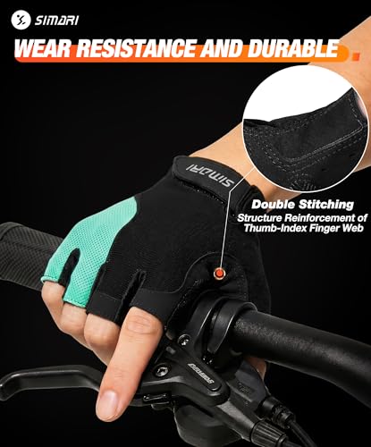 SIMARI Gel Pad Cycling Gloves with Shock-Absorbing/Grip/Breathable, Workout Bike Gloves for Men Women Biking, Mountain Biking, Fitness, Gym Exercise, Weight Lifting Training, Yoga, Pilates - color: 4-Cyan, size: Small