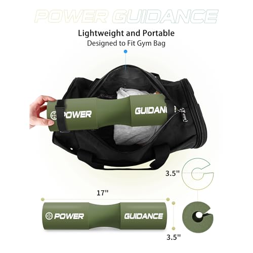 POWER GUIDANCE Barbell Squat Pad - Neck & Shoulder Protective Pad - Great for Squats, Lunges, Hip Thrusts, Weight Lifting & More - Fit Standard and Olympic Bars Perfectly - color: Green