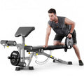 Adjustable Weight Bench with Transport Wheels for Home Gym - color: Full - Black/Grey