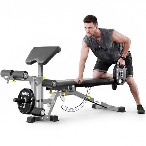 Adjustable Weight Bench with Transport Wheels for Home Gym - color: Full - Black/Grey