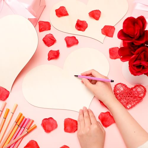 12 Pack 12 Inch Valentine Wood Heart Cutouts for Crafts Unfinished Blank Wooden Heart Shape Wood Slices DIY Art for Wedding Home Valentine Party Decoration - color: multicolor