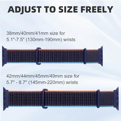 Sport Loop Band Compatible with Apple Watch Bands for Women 44mm 46mm 45mm 49mm 42mm 38mm 40mm 41mm men,Stretch Adjustable Braided Nylon Straps for iWatch Series 11/10/9/8/7/6/5/4/3/2/1/SE/Ultra - color: BlueOrange, size: 38mm/40mm/41mm/(42mm-series 11 10