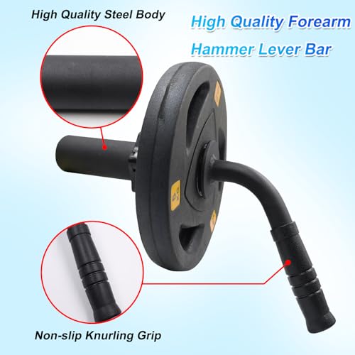 Wrist Forearm Strengthener Fits 2 Inch Weight Plates, Arm Wrestling Hammer Bar with Barbell Clamp, Heavy-Duty Wrist Strength Equipment for Grip and Forearm Workout