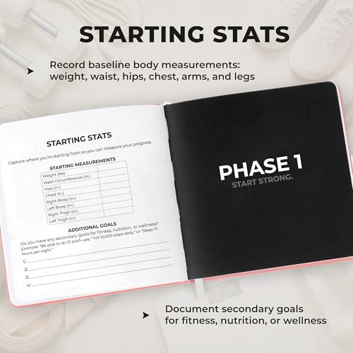 Workout + Nutrition Log – 12 Week Fitness Tracker, Workout Log Book, Gym Planner, and Food Journal | Daily Exercise, Diet, Weightlifting, and Nutrition Log (Soft Blush) - color: Soft Blush