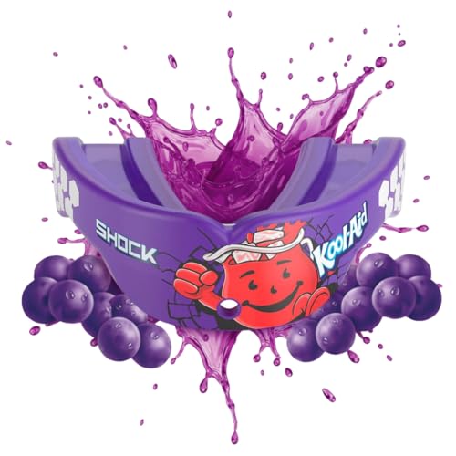 Shock Doctor Gel Max Power Sports Mouth Guard, Flavored Sports Mouthguard for Football, Lacrosse, Hockey, Basketball, Flavored Mouth Guard, Youth & Adult, Adult, Kool-Aid Grape OSFA