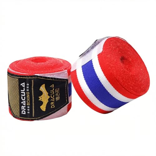 Toichi Hand Wraps for Boxing, Muay Thai, MMA –5M/197 Inches Kickboxing Hand Wraps for Men & Women, Protective Training Wrist Strips for Combat Sports, Martial Arts, Punching Bag Workout - color: Red/White/Blue