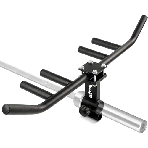 Yes4All Exercise Machine Adjustable T Bar Row Attachment, D Row Handle/Landmine Handle Attachment with Textured Rubber Handles - color: J. Black - Multigrip Rowing Handle
