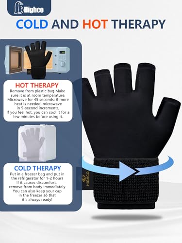 highco 2 Pack Ice Gloves for Arthritis Hands Pain Relief, Adjustable Hand Ice Pack for Hot & Cold Therapy, Reusable Gel Compression Finger Wrist Ice Pack for Tendinitis, Carpal Tunnel,Swelling - size: M( 2PCS)