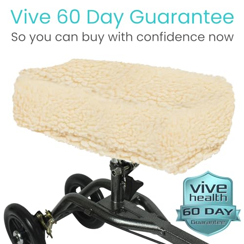 Vive Mobility Knee Walker Pad Cover - Plush Synthetic Faux Sheepskin Scooter Cushion - Accessory for Knee Roller - Leg Cart Improves Comfort During Injury (Off-White) - color: Off-white