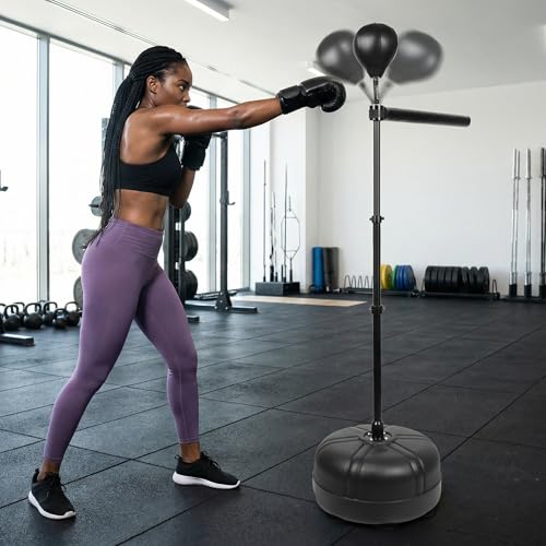 SYNTECSO Spinning Reflex Bar with Punching Bag, HAdjustable Height Boxing Bar, Boxing Speed Trainer for Home Gym