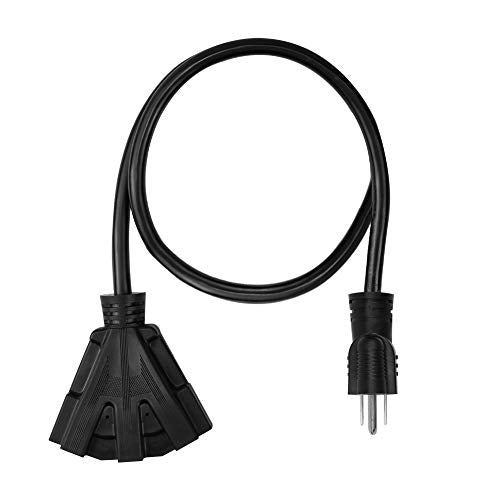 15FT 12/3 Outdoor Extension Cord, Heavy Duty 3-Outlet SJTW Indoor/Outdoor Three-Prong Power-Cord 12-Gauge Grounded 15-Amp 1875 Watts - size: 15 FT