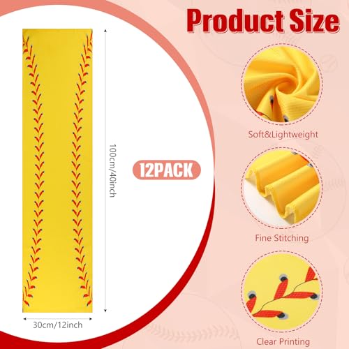 Hahafelt 12 Pack Softball Cooling Towels, Sports Towels with Bags, 40"x12" Breathable Chilly Towel, Microfiber Towel for Softball Sport Team Gift - color: Yellow, Red, style: Softball