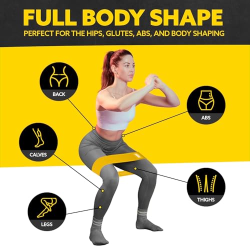 Tribe Lifting Resistance Bands for Working Out - 3 Pack Fabric Workout Bands for Women and Men - Booty Bands for Legs and Glute - Non Slip Exercise Bands Set for Squat Hip Thigh - color: Medium Yellow