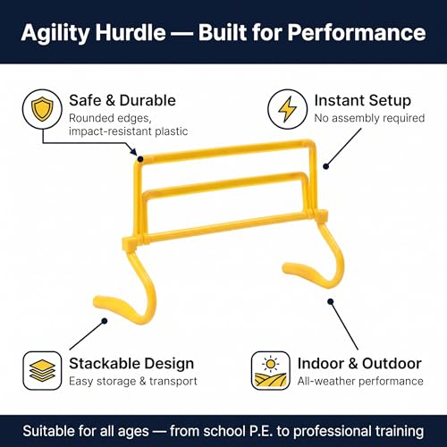 Japard 6 Pcs Adjustable Agility Hurdles, 4 Height Settings, Speed and Footwork Training Equipment for Soccer, Football, Basketball, Youth and Adults
