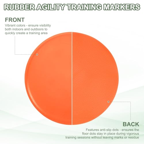 Spot Markers, Poly Spot Marker for Agility Training Floor Dots Non Slip Flat Field Cones - color: Orange, size: 23 cm/9.1inch