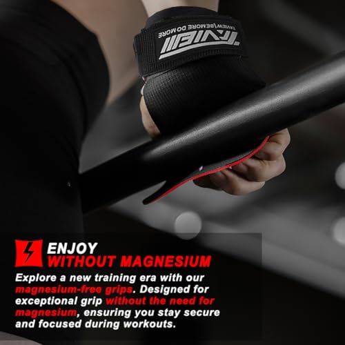 TAVIEW Wrist Straps for Weightlifting for Maximum Grip Support - Lifting Deadlift Strap & Weight Lifting Grips Gloves for Working Out Pull Up Deadlifting & Shrugs - color: Rubber (Black&Red)