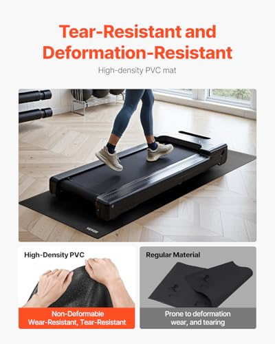 VEVOR Treadmill Mat for Carpet Floor, Exercise Equipment Mat for Treadmills, Stationary & Recumbent Bikes, High Density PVC Floor Protector Gym Mats, Waterproof and Non-Slip for Home Gym - size: 36"x 79"x 0.16"