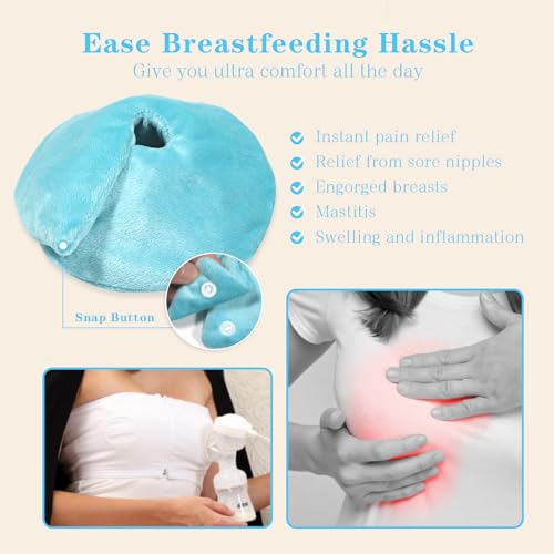 Hot/Cold Breast Gel Ice Packs Breast Cooling/Heat Pads Relief for Breastfeeding, Nursing Pain, Mastitis, Engorgement, Swelling, Plugged Ducts | Boost Milk Let-Down & Production,2 Pack (Blue) - color: Blue