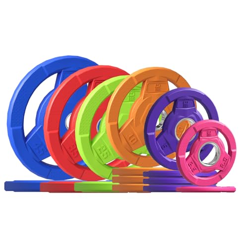 Color Coded 2-Inch Rubber Coated Olympic Grip Plate for Barbell,Solid Cast Iron Weight Plates for Strength Training, Weightlifting, Home Gym, 2.5/5/10/15/25/35/45 LB, Single and Pair - color: 275LB-SET