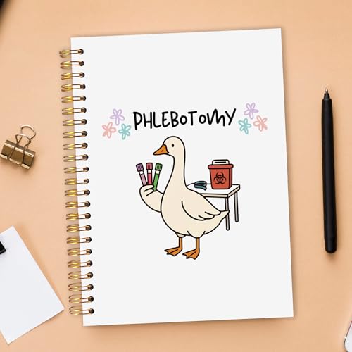 OJMFHEGEE Phlebotomy Phlebotomist Gifts Spiral Notebook 5.5x8.3 in, Funny Goose Phlebotomy Nurse Medical Hardcover Notebook Journal Gifts for Work Study Women - color: Goose Phlebotomy Nurse