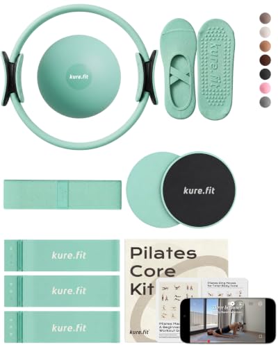 Pilates Kit for Women – Home Pilates Equipment Set with Ring, Ball & Resistance Bands | Pilates Starter Kit with Accessories in Gift Box - color: Sage, style: Core Kit - 10PC