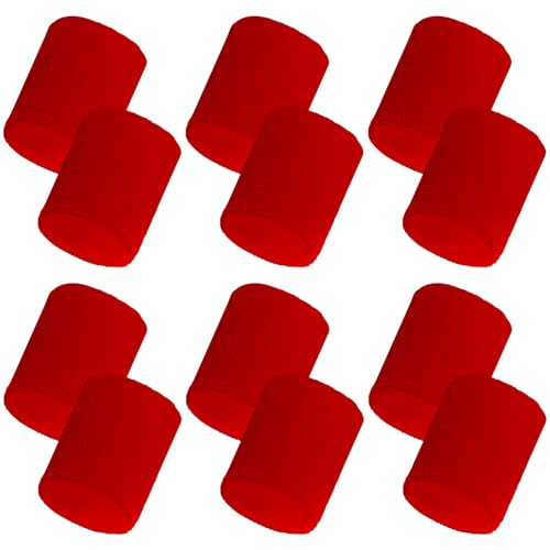 12 PCS Sweatbands Sports Wristband, Sweat Absorbent, for Basketball, Tennis, Football, Running - color: red