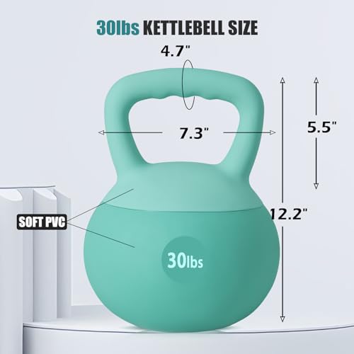 sogesfurniture Soft Kettlebells,Safe Strength Training Kettlebells,Iron Sand Filled Weights Strength Training Kettlebells,Fitness Soft Kettlebells for Women Men Children - color: 20LBS-Mint Green