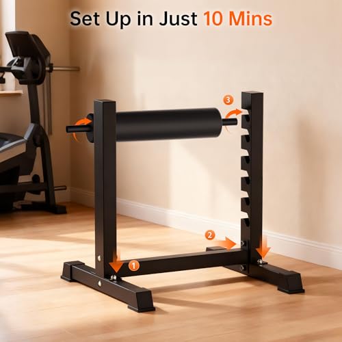 Bulgarian Split Squat Stand, 6-Level Adjustable Single Leg Squat Roller with 350 LBS Capacity, Thick Padding, Lower Body Specialty Machine for Home Gym, Leg Training, Black