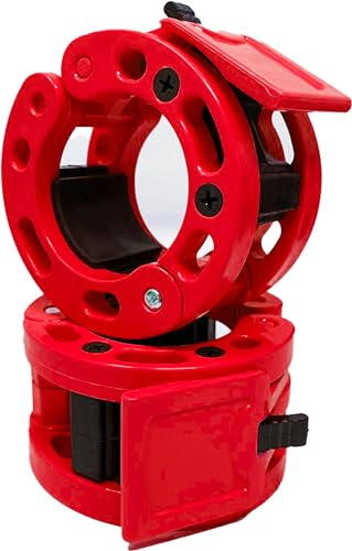 Clout Fitness Olympic Barbell Clamps Collars Quick Release Pair of Locking Weight Clips Fit 2 Inch Barbell for Weightlifting - color: Red, style: Classic Quick Release