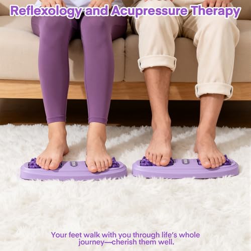 Meifuly Double Foot Massage Roller for Plantar Fasciitis, Portable Dual Foot Roller Tool for Home Use(Purple) - color: Purple