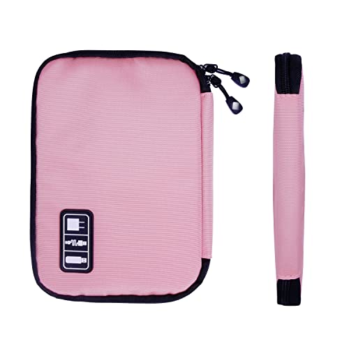 Lcsmaokin Electronics Travel Organizer,Portable Waterproof Electronic Travel Storage Bag for Small Charging Cord Storage,Charger,SD Card etc,for Travel,Business -Pink Green - color: C-Pink-Green, size: Single Layer