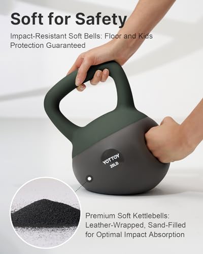 YOTTOY Soft Kettlebell, Set for Strength Training Kettlebells & Home Workouts, Soft-Sided Cushioned Base, Wide-Handle - Ideal for Men, Women, & Beginners - color: 25LB-Green